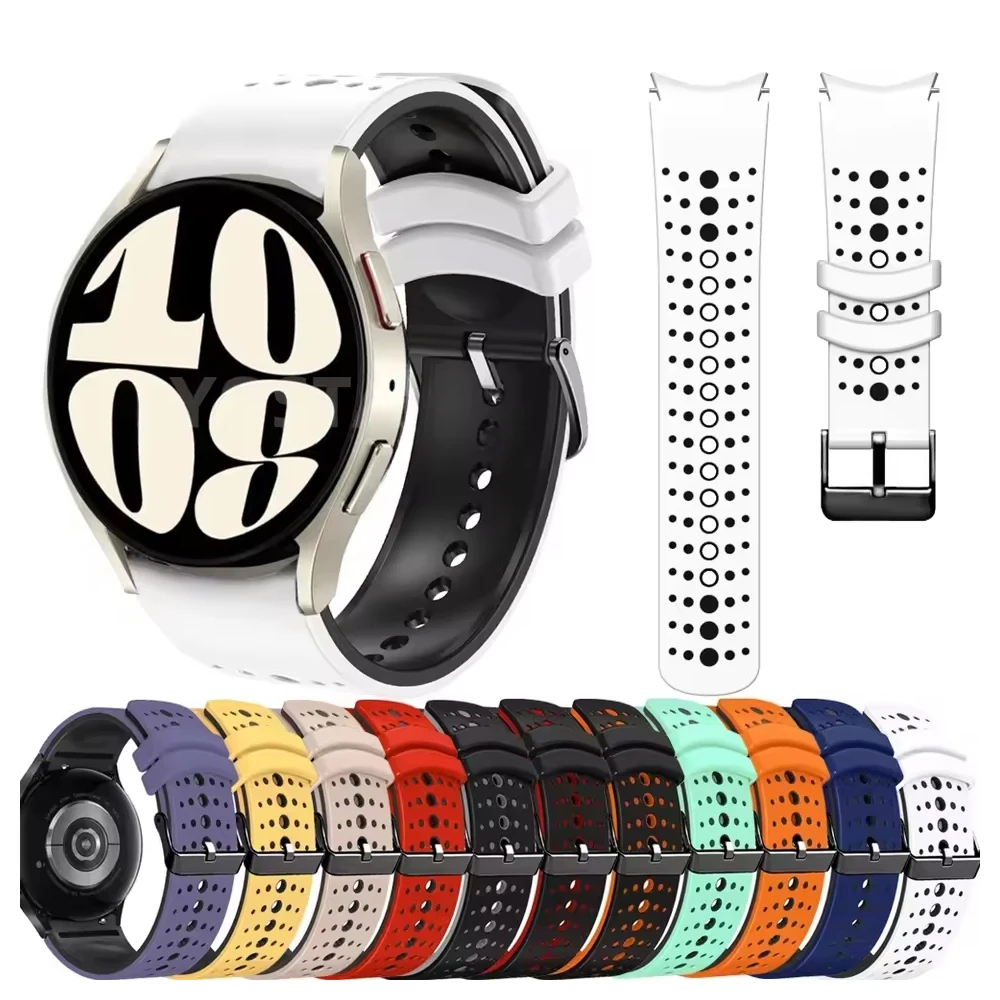 Silicone Strap for Samsung Galaxy Watch 7 6 5 4 44mm 40mm Breathable Wristband for Watch 6 4 Classic 47mm 43mm 46mm Replaceable