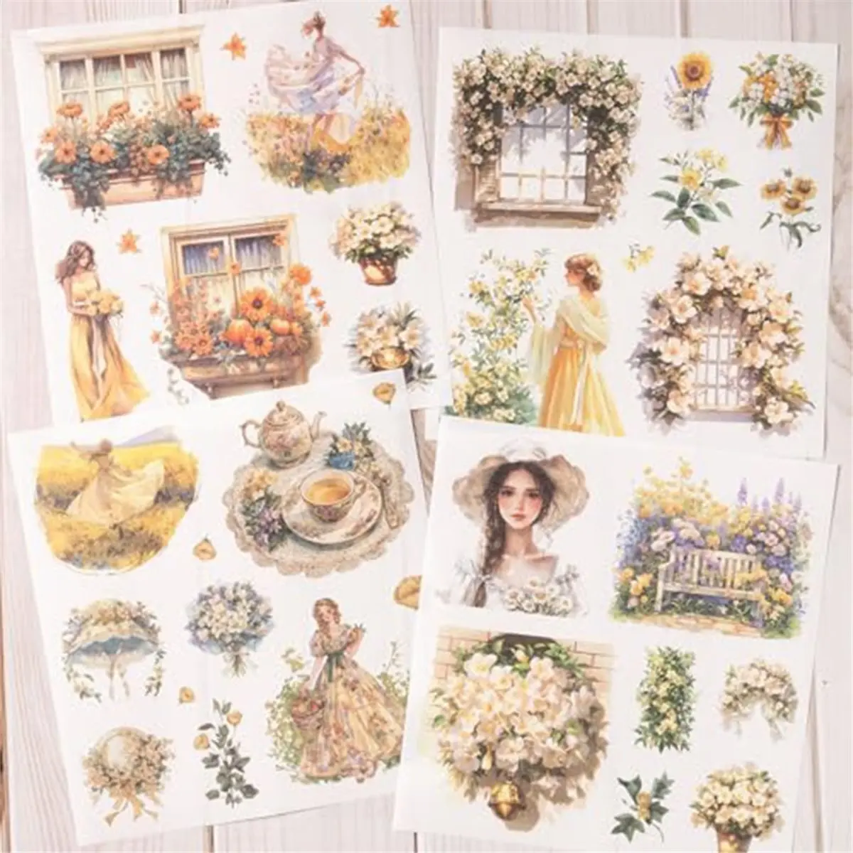 618 Mega Sale Garden Junk Journal Stickers, 50 Sheets, Scrapbook Supplies, Watercolor Scrapbooking for Adults Yellow