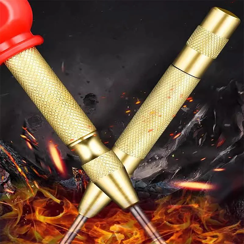 Automatic Center Punch Woodworker Metal Firing Pin Puncher Steel Drilling Holes Window Breaker Spring Loaded Dent Mark Hand Too