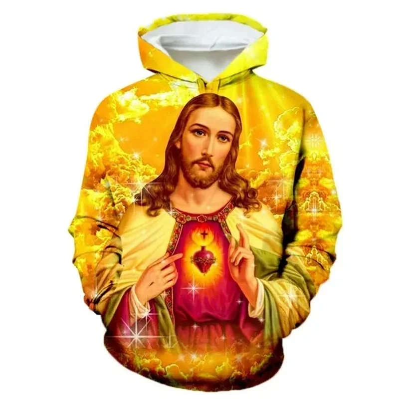 

3D Printing Christian Jesus Hoodies Jesus Bless Us Faith Above Fear Hooded Sweatshirts Men Fashion Streetwear Clothes Pullovers