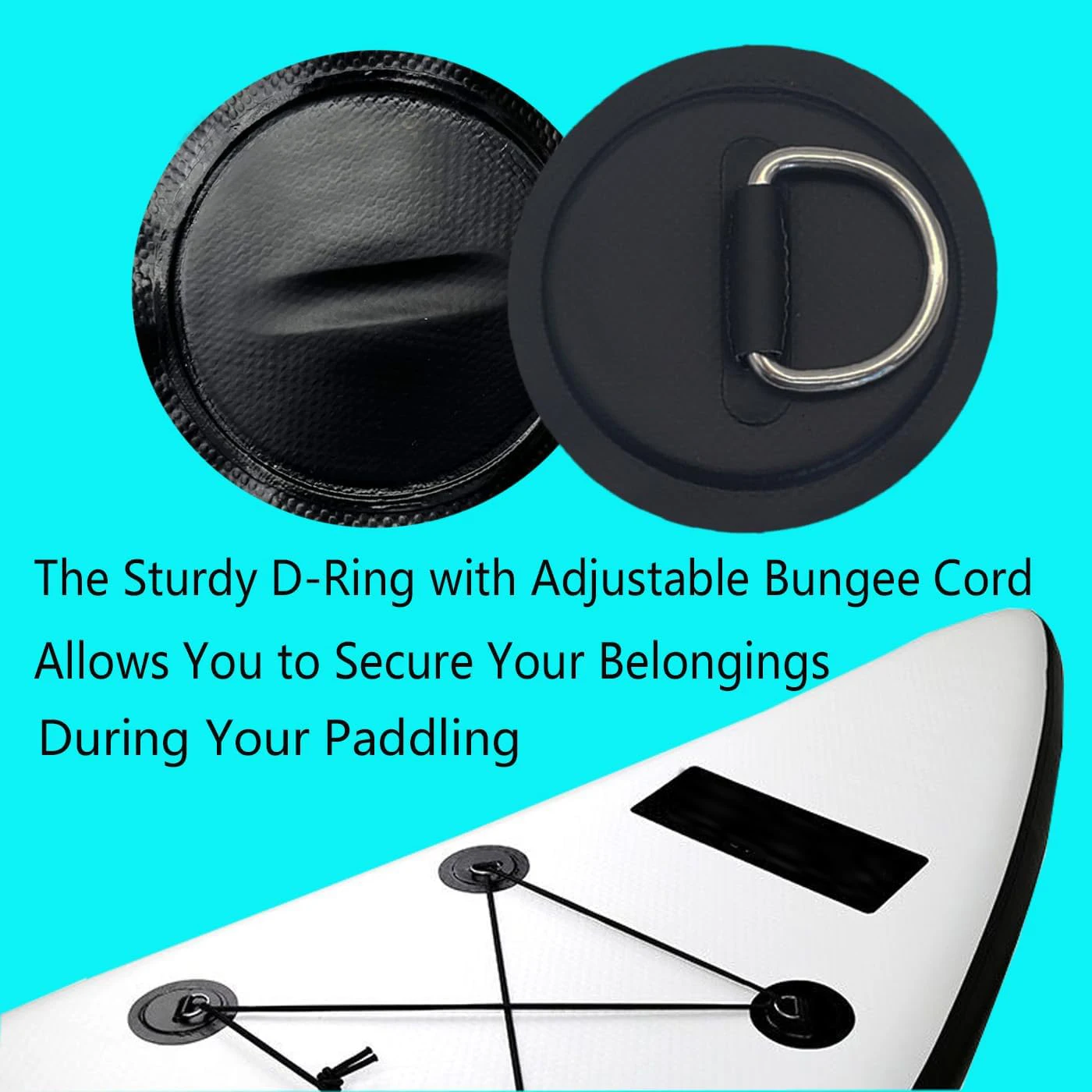 4-Piece PVC Rope Clips and Stainless Steel D-Rings, Suitable for Kayak SUP Paddle Board and Surfboard Rope Fastening Accessories view 5