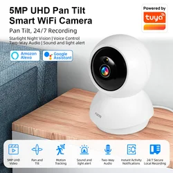 Fuers 5MP WiFi Camera Tuya Smart Home Indoor Wireless IP Surveillance Camera AI Detect Automatic Tracking Security Baby Monitor