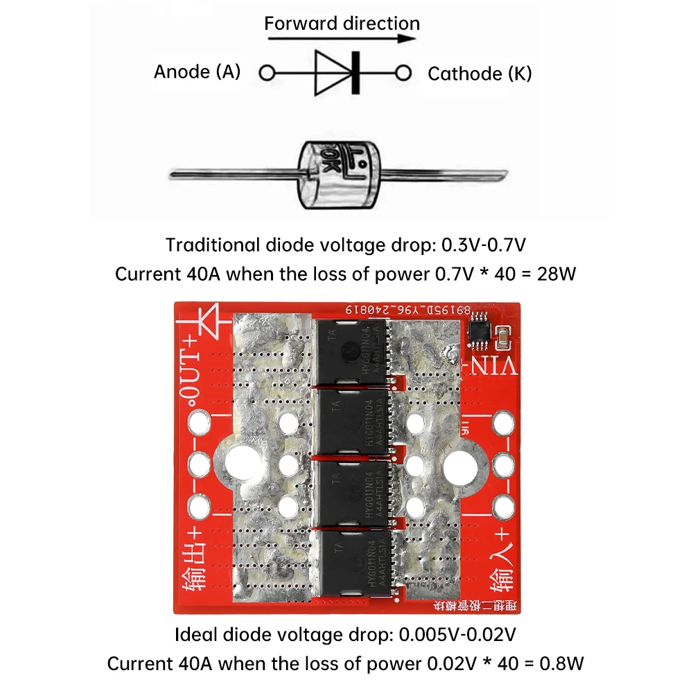 100A Voltage Difference Anti Bacflow Ultra Low Without Forward Voltage Limitation Anti Reverse High Current Ideal Diode Module