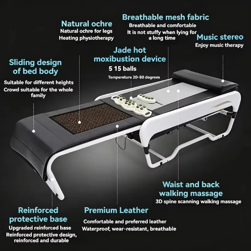 Intelligent 3D Lift up Core Motor Lifting Stretching Massage Bed with Warm Jade Therapy and Extendable Jade Bed
