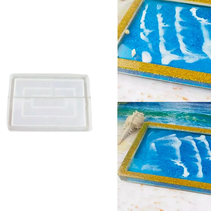 

DIY Crystal Glue Mold Fruit Plate Table Rectangular Tray Coaster Storage Box Plate Resin Silicone Mold