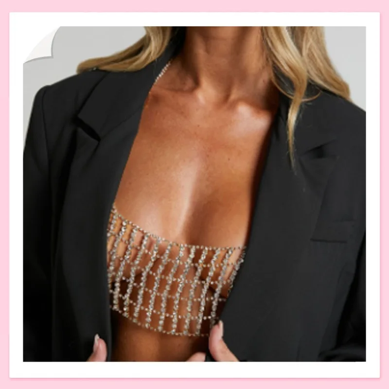 

Модный хит продаж: Бюстгальтер из сетки со стразами, сексуальная цепочка для тела со стразами для ночного клуба, женская.