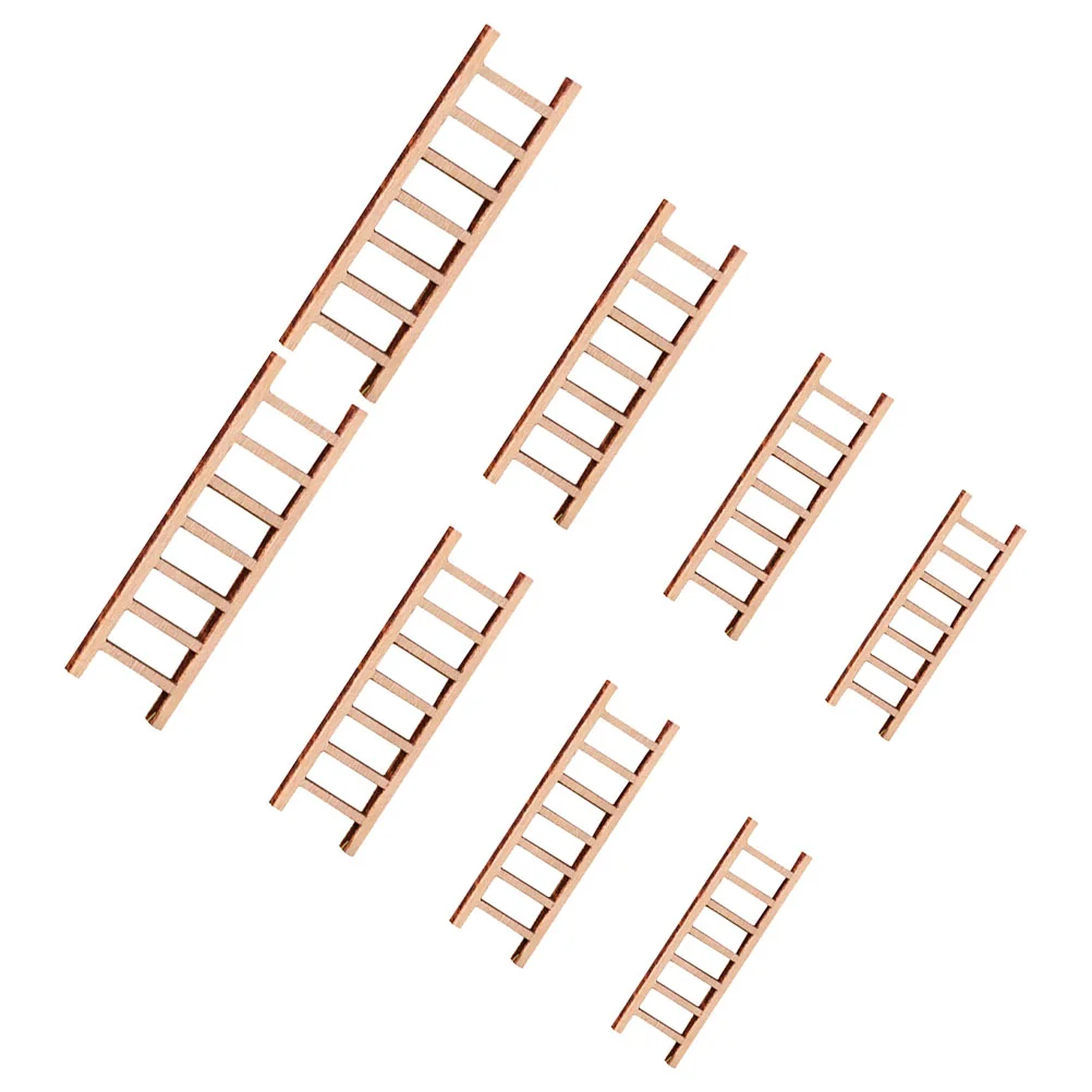 

8 Pcs Simulation Ladder Miniature Wooden Decoration Sand Table Landscape House Dollhouse Furniture Ladders