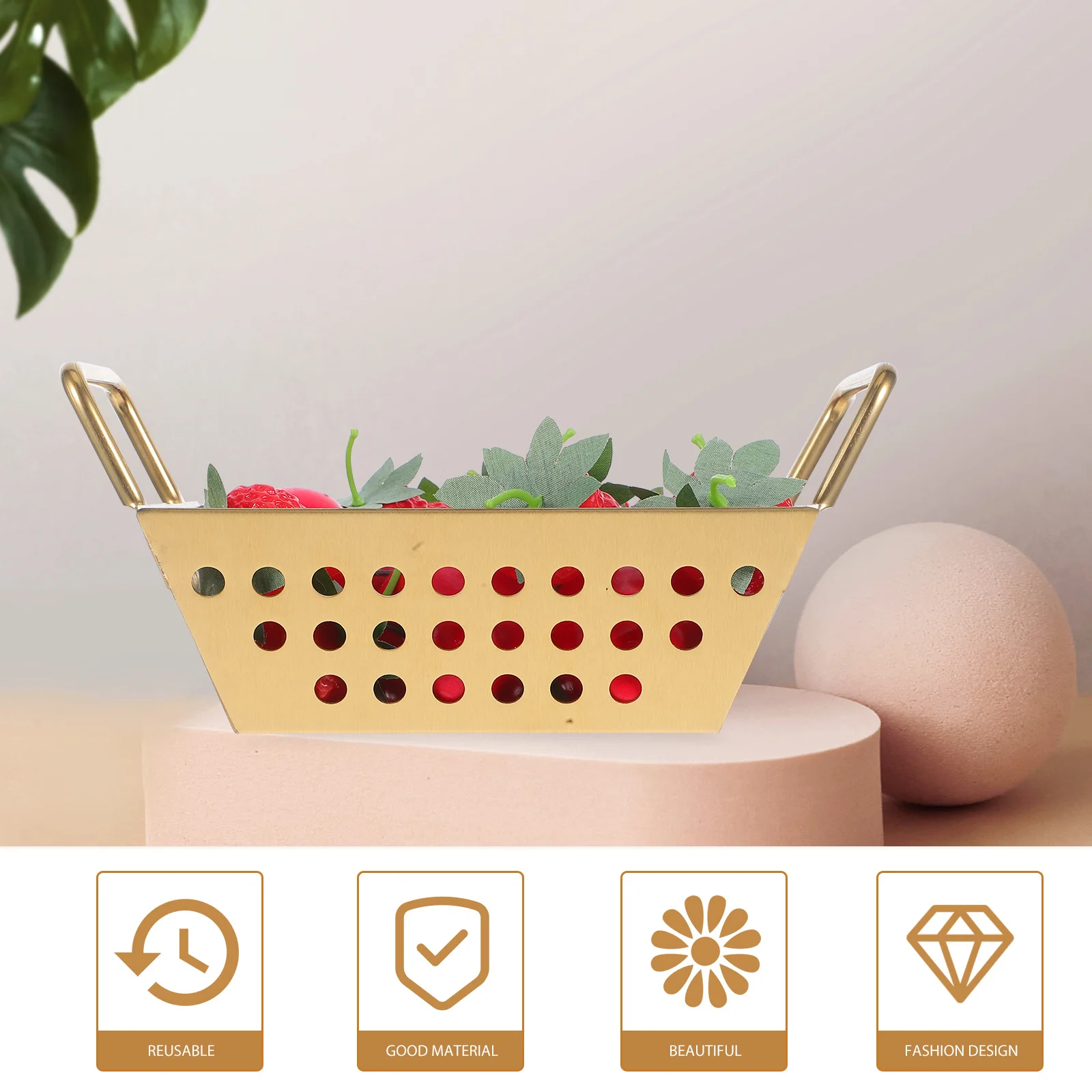 1pcs Stainless Steel Square Fry Basket Dual Handle For Chicken Serving Snack Storage Drainage Multi-Functional