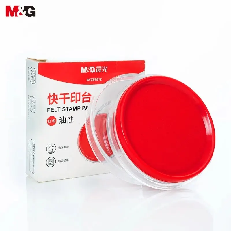 M&G Stationery Φ80mm Transparent round Financial Quick-drying Ink Pad Office Supplies Red 1pc