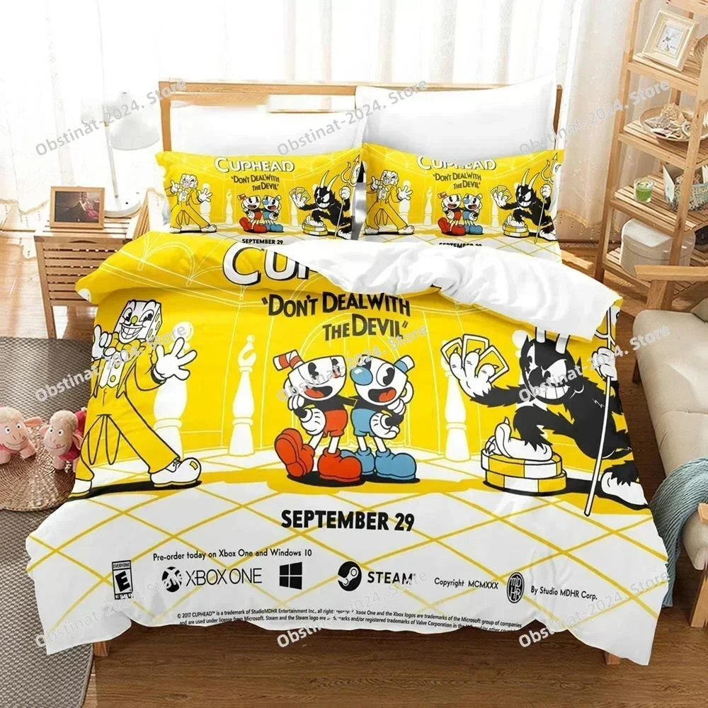 

3D Anime Cuphead Show Bedding Set Printed single Comforter Quilt Bed Cover Duvet Cover Pillow Case 3 Pieces Sets Kids Adult Size