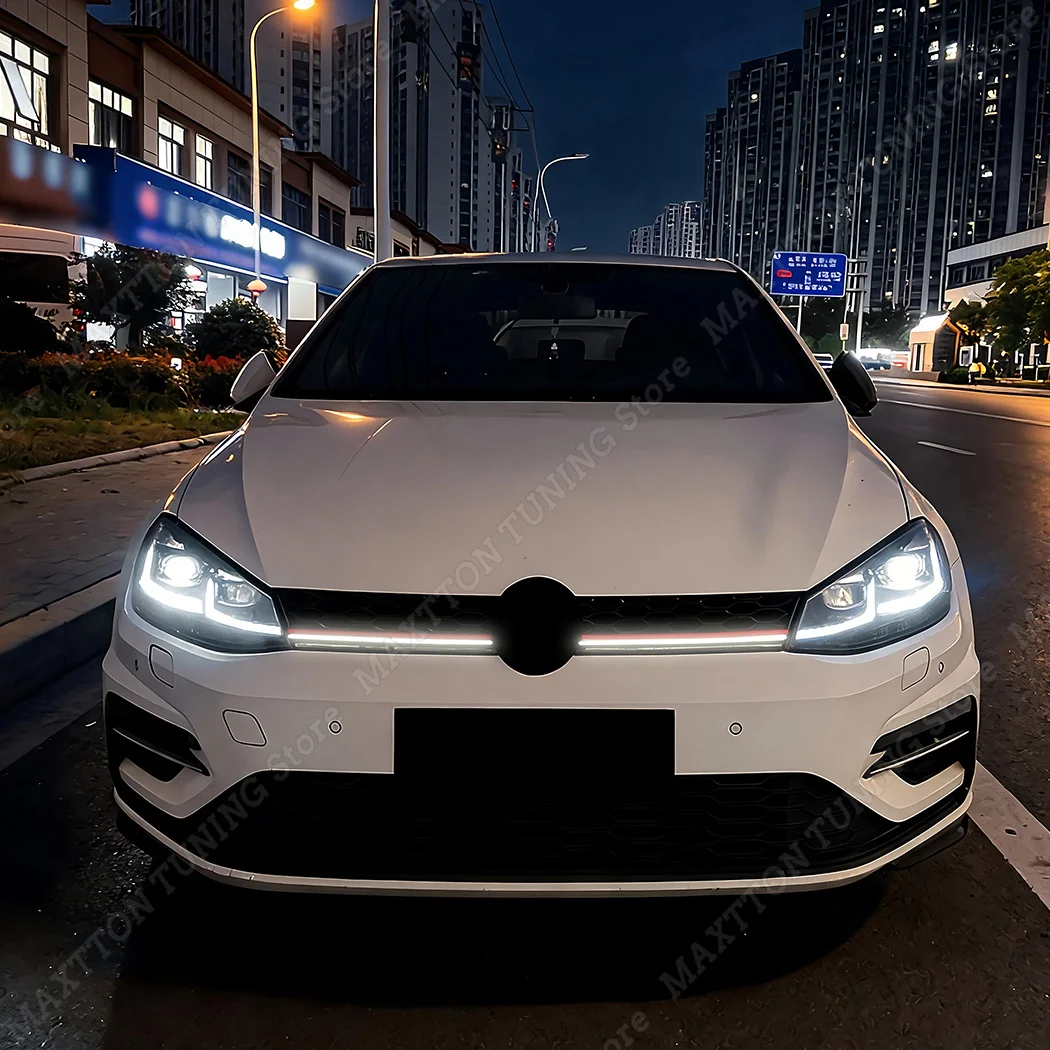 Gloss Black Front Grille Kidney Center Hood Luminous Racing Grill For Volkswagen Golf MK7.5 GTI GTD R R-LINE 2017-2019 Tuning