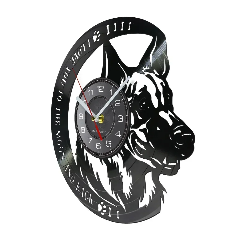 I Love You To The Moon and Back German Shepherd Inspirational Quote Vinyl Record Wall Clock German Shepherd Dog Owen Gift Idea