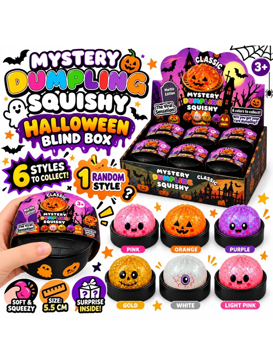 1-5 SZT. Halloweenowe Zabawki Squishy w Kształcie Pierogów, Mystery Box, Losowy Kolor, Powolnie Powracające do Formy, Antystresowe, Sensoryczne, Zestaw Prezentowy na Biurko — 2