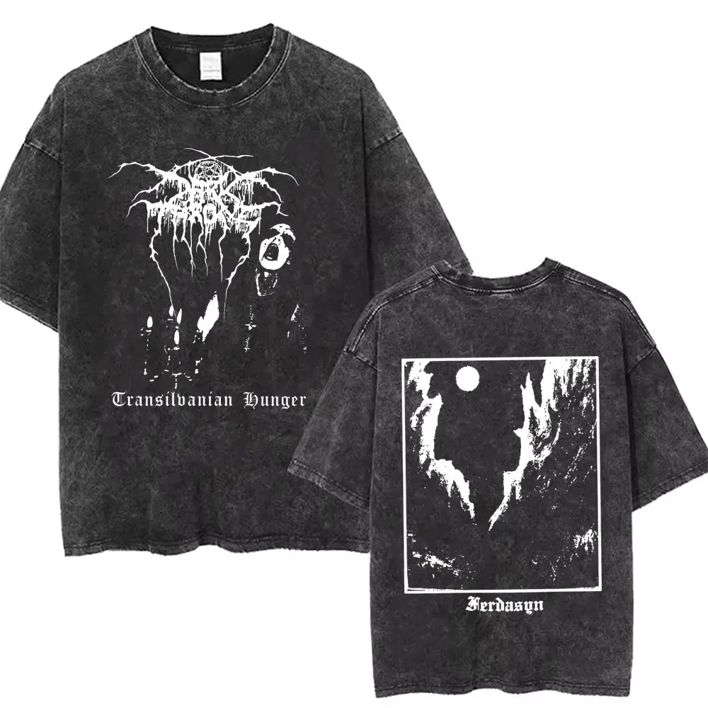Darkthrone Transilvanian Hunger Washed Vintage T-shirt Men Women Death Black Metal Rock Band T-shirt Men's Gothic Punk T Shirts
