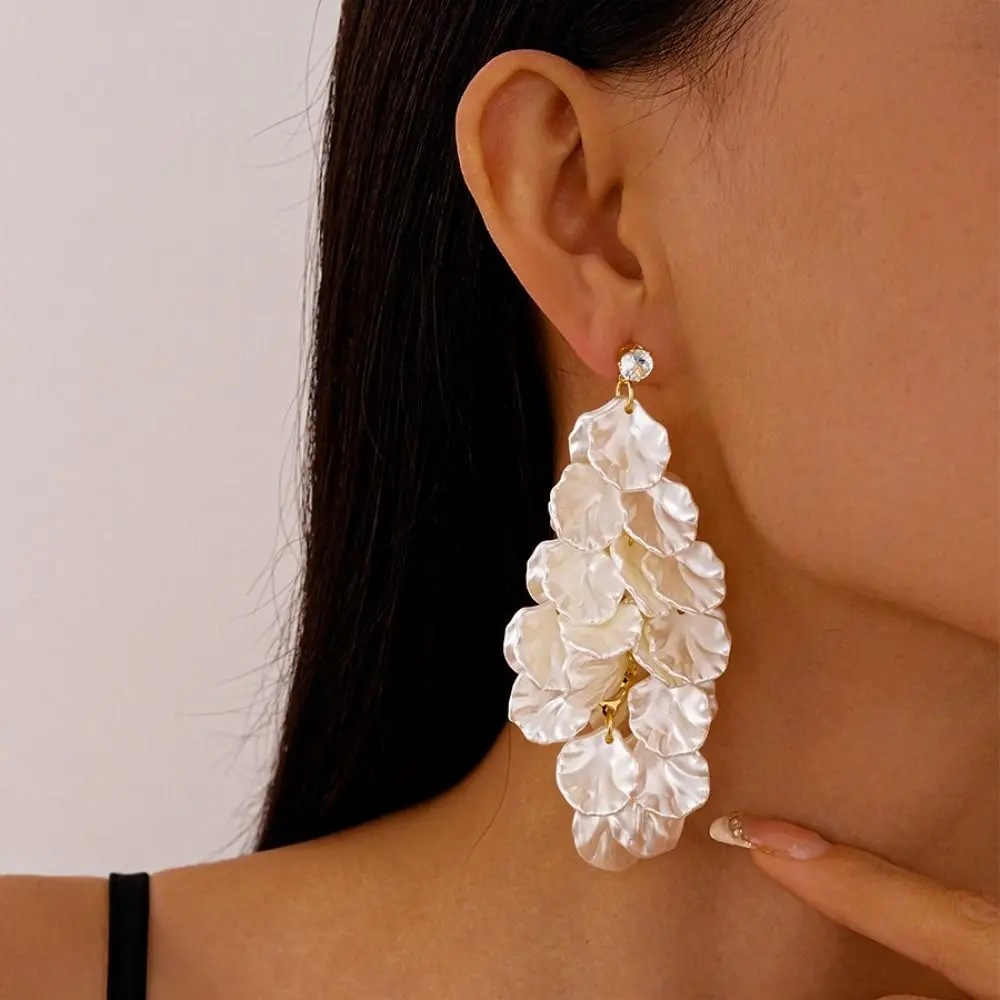 Sweet Exquisite Petals Tassel Earrings Luxury Jewelry Drop Earring Ornaments Exaggerated Vintage Earrings Women