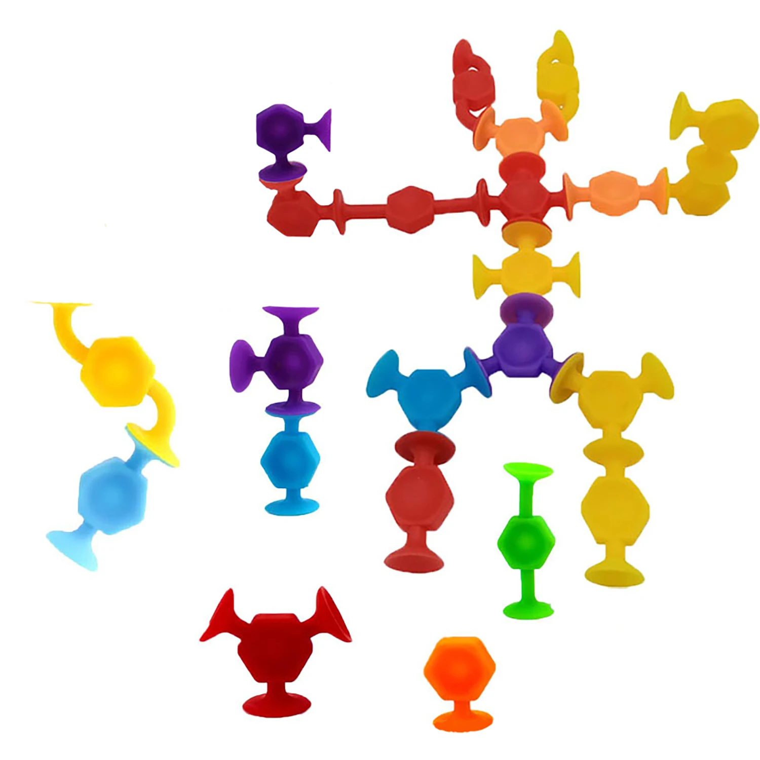 

38pcs children's puzzle assembly toys suction cup soft building blocks DIY suction cup darts