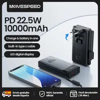 MOVESPEED MSP17 Power Bank 10000mAh 22.5W Cargador rápido portátil y batería en un solo dispositivo con enchufe europeo plegable para teléfono inteligente