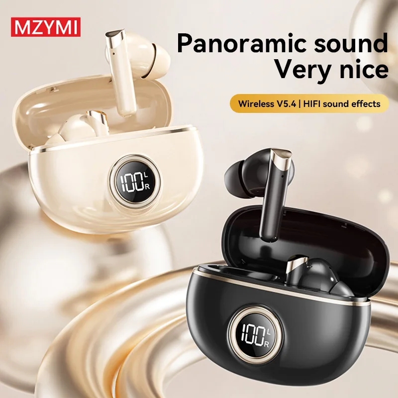 MZYMI M85 Earphone Bluetooth nirkabel TWS, Headset kendali sentuh, tampilan Digital LED, Headphone panggilan HD untuk Android iOS