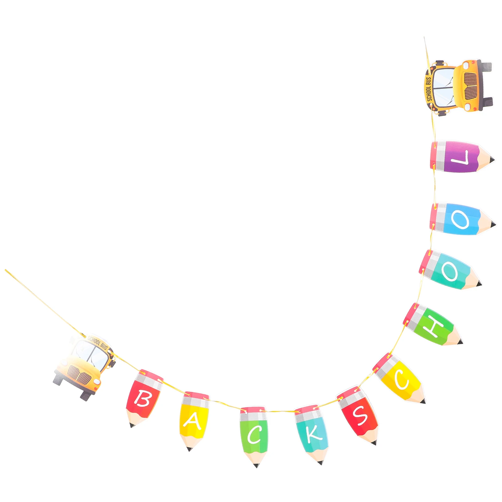 

1 Set Back To School Banner 2 In 1 Welcome Hanging Decoration Pre-Strung Adjustable Letters 1.8M 5.9Ft Rustic Party Banner For