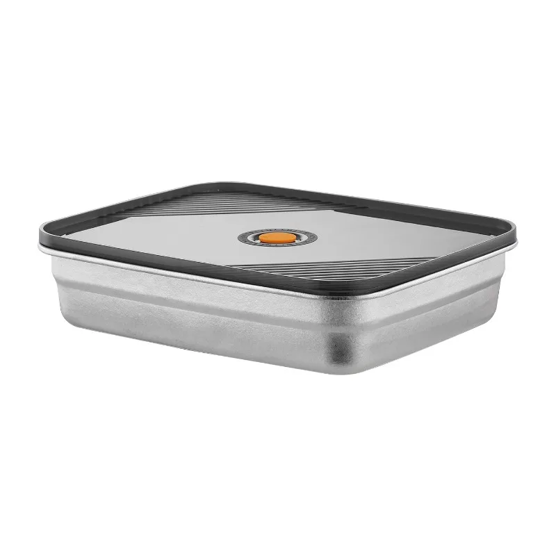 2026 Crystalline Pure Titanium Food Tray With Lid 3200ml Large‑Capacity Fresh‑keeping Box Fruit Vegetable Storage Container