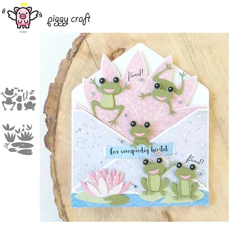 Piggy Craft metalowe matryce do wycinania matryce Lotos żaba dekoracja Scrapbook papier rzemiosło nóż forma ostrze dziurkacz szablony matryce