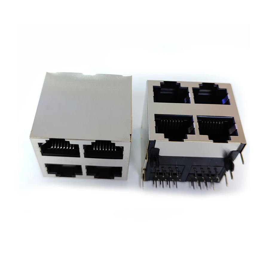 10 Teile/los 4 Ports RJ45 8P8C Weibliche Jack/Buchse Stecker 2*2 Stahl Schild Netzwerk Modulare Ohne LED – Detail 4