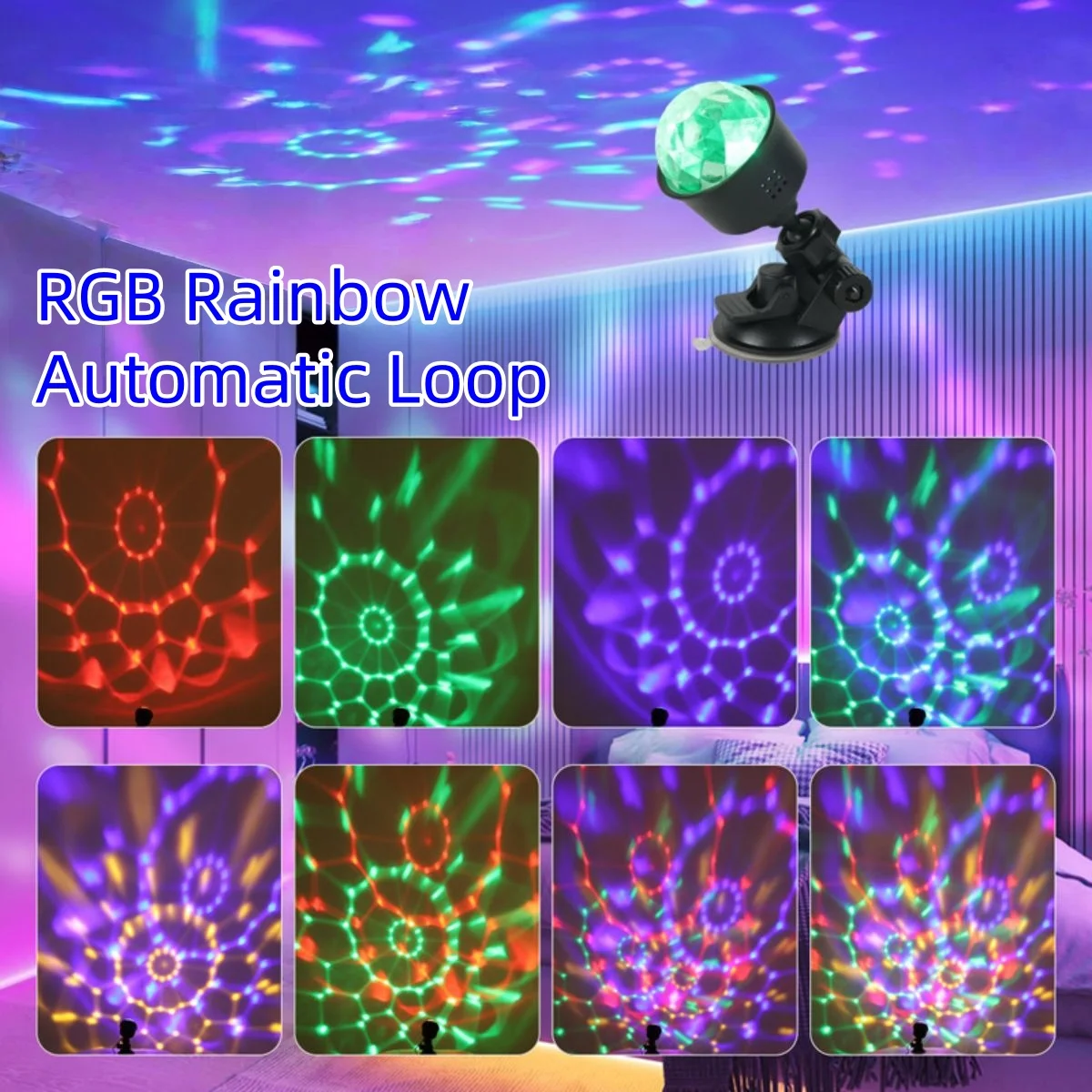 1pc Colorful Rotating Magic Ball Light, USB Powered, Dancing with Music Rhythm, Multi angle Adjustment, with Suction Cup