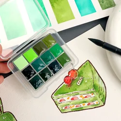 12 Colors White Night Watercolor Paint Packed 0.5/1ML Green Series Artist Grade Plant Painting Portable Travel Art Supplies