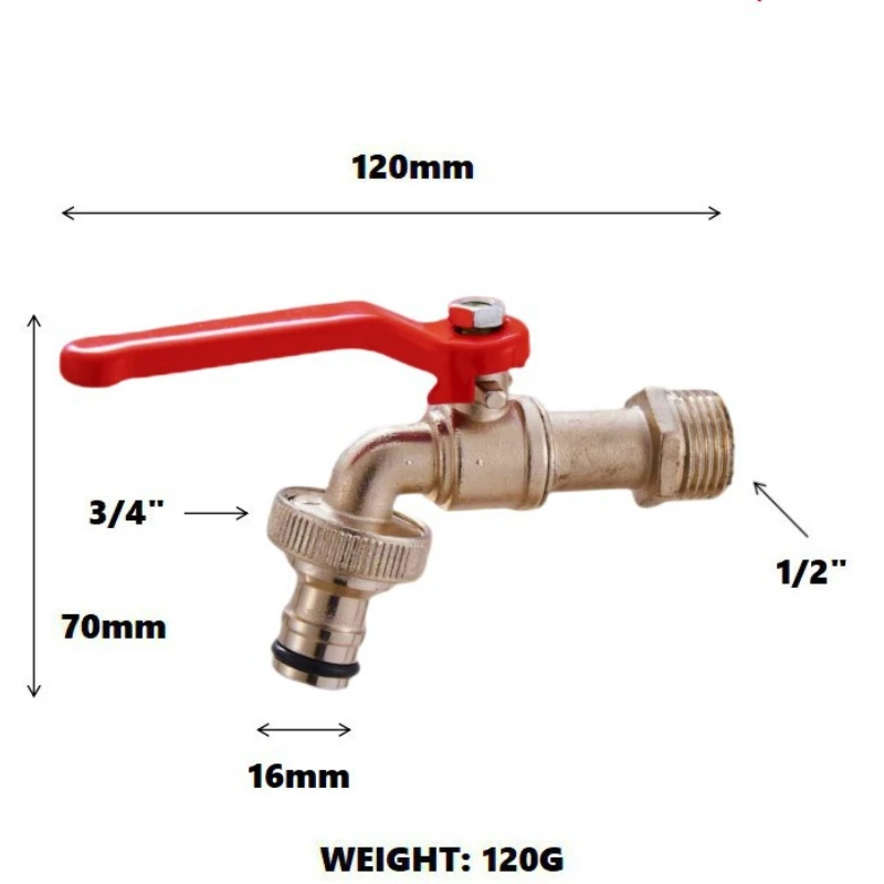

1/2‘’ 3/4'' Outdoor Faucet in The Courtyard Garden Watering Faucet Outdoor Anti Freezing Cracked Faucet