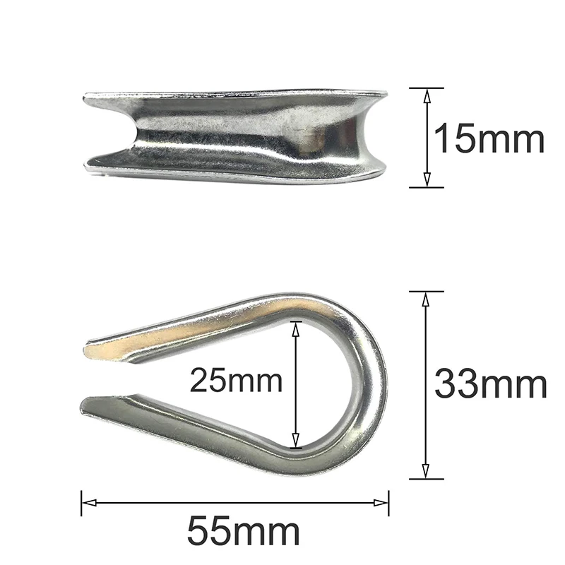 12 Pcs M10 Stainless Steel Thimble For 3/8 Inch Diameter Wire Rope Cable Thimbles Rigging Retail