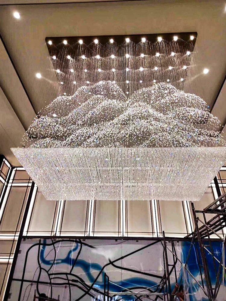 Hotel lobby sales department custom large crystal lamp sand table art creative square engineering lamp