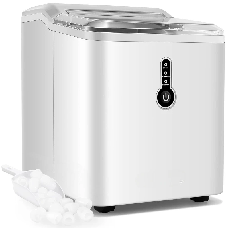 For KUMIO Countertop Ice Maker, 9 Thick Bullet-Shaped Ice Ready in 6-9 Mins, 26.5 Lbs in 24Hrs, Portable Ice Maker Machine with