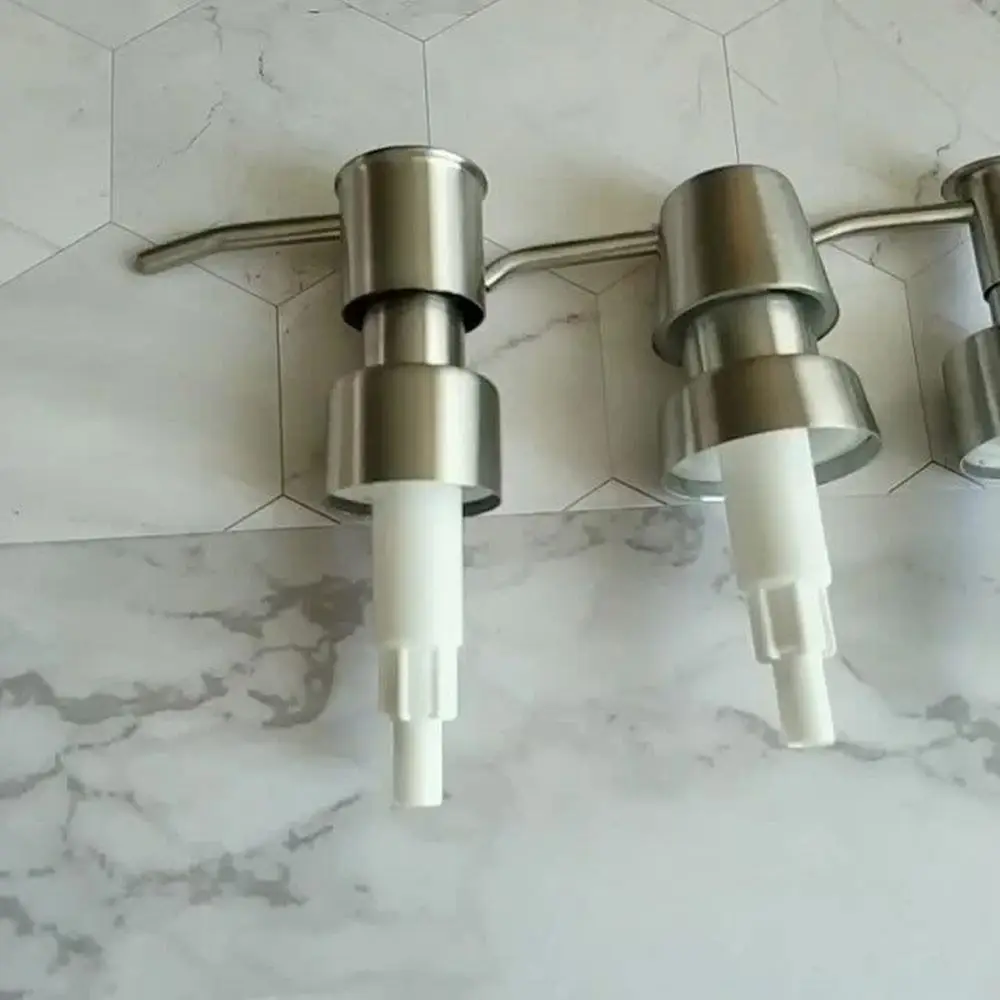 Durable Stainless Steel Soap Pump Head Reusable 28 Thread Liquid Lotion Dispenser Head Replaceable Press Nozzle