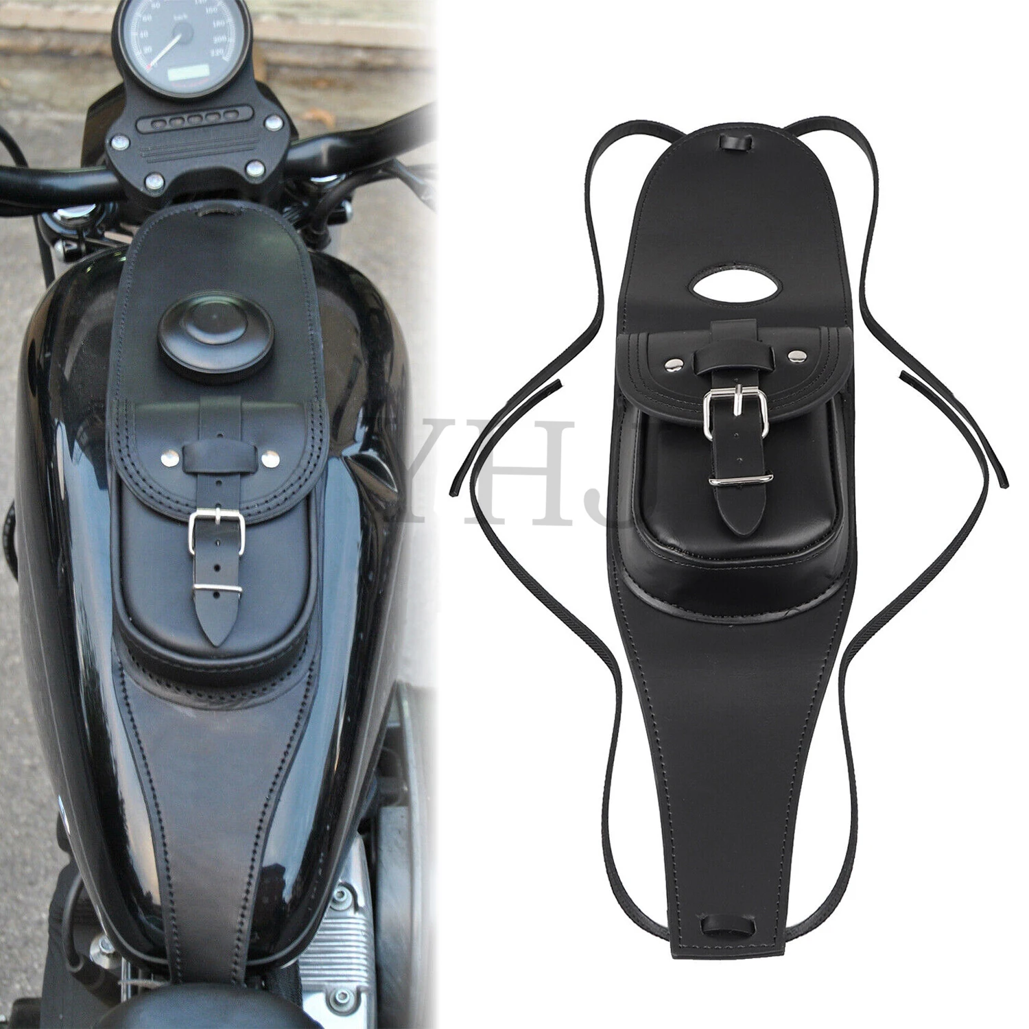 

PU Leather Fuel Tank Bib Panel Pad Bib Bra Bags For Harley Motorcycle Sportster models 48 883 1200 XL Black