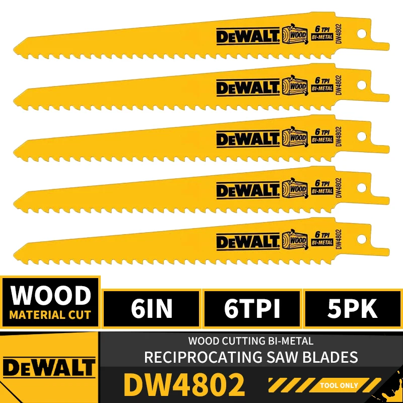 DEWALT Straight Back Wood Cutting Bi-Metal Reciprocating Saw Blades 2X Long Life For DEWALT DCS369 DCS367 DCS389 DCS310