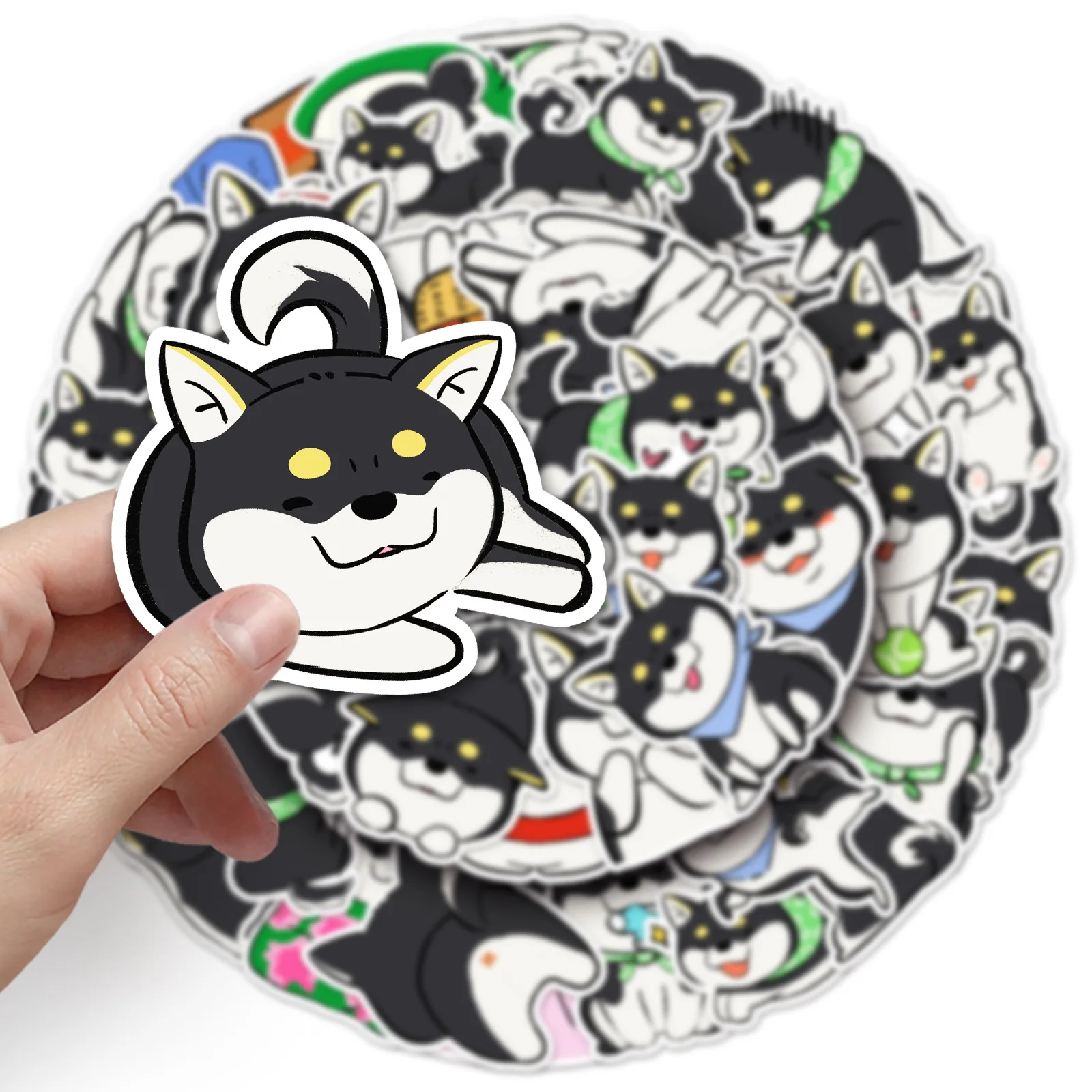 

50PCS Black Shiba Inu Graffiti Stickers Cute Dogs Cartoon Decal Notebook Phone Guitar Helmet Fridge Waterproof Sticker Kid Toys