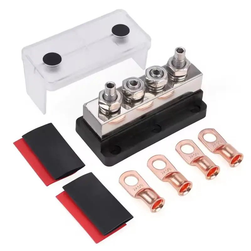 For Battery Truck Marine Boat RV 600A 48V Copper Bus Bar M10 4 Studs 3/8 Inch Fitment