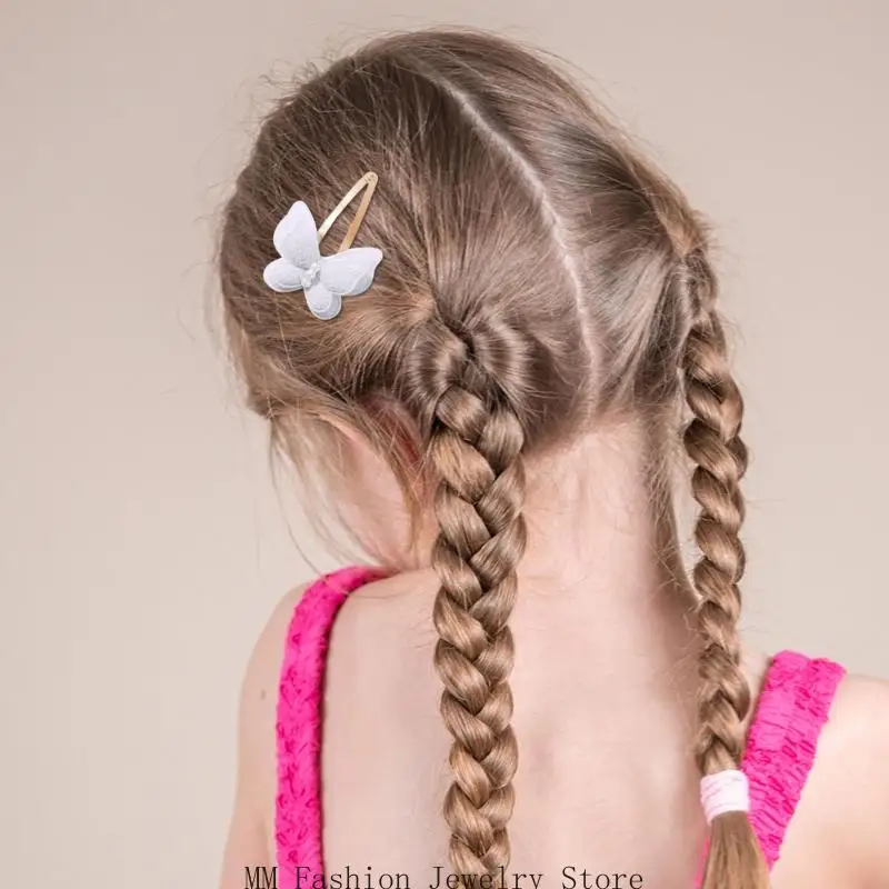 D0UB 4 Uds. Pinza para con lazo llamativa doble capa para mujeres y niños, pasadores Metal para eventos diarios y