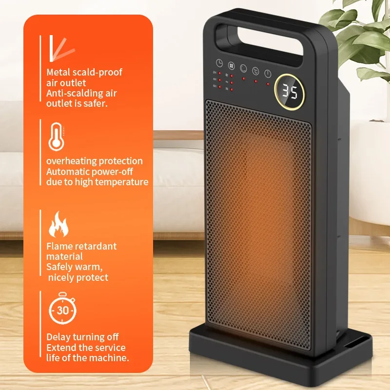 

Remote Control 2000W Heater for Room Electric Heating Touch Screen Heaters Household Vertical 120 Degree Shaking Head Heater
