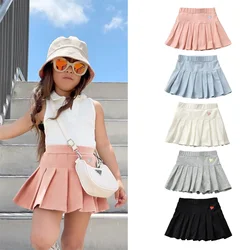 New Summer Children's Skirt Cute Girl Skirt Korean Style Solid Pleated Skirt for Girls Sweet Fashion Girl Casual Skirt 3-10Y Kid