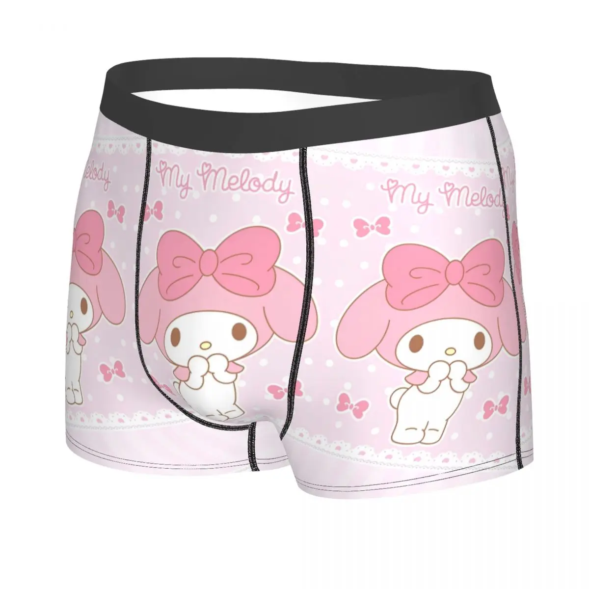 Men Sanrio Kawaii My Melody Long Underwear Anime Funny Boxer Shorts Panties Homme Soft Underpants S-XXL