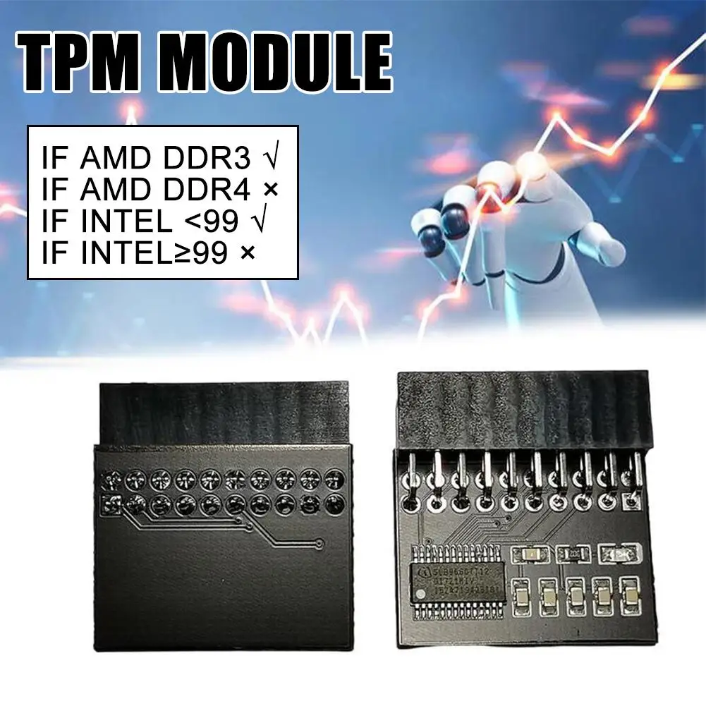 TPM 1.2 Encrypted Security Module Board TPM1.2 20pin Mainboard Card TPM1.2 Module for ASUS Gigabyte Motherboard Windows 11