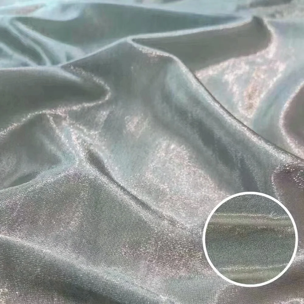 Luxurious Shining Smooth Stretch Spandex High-Quality Trilobal Knitted Fabric for Evening Dresses Fashionable Apparel Clothing