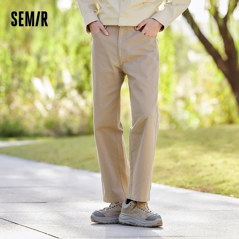 Semir กางเกงลำลองผู้ชาย, กางเกงลำลอง2024ฤดูใบไม้ผลิใหม่สำหรับทุกวันกางเกงลำลองทรงหลวมกางเกงผู้ชายขาสามส่วนมีพื้นผิว