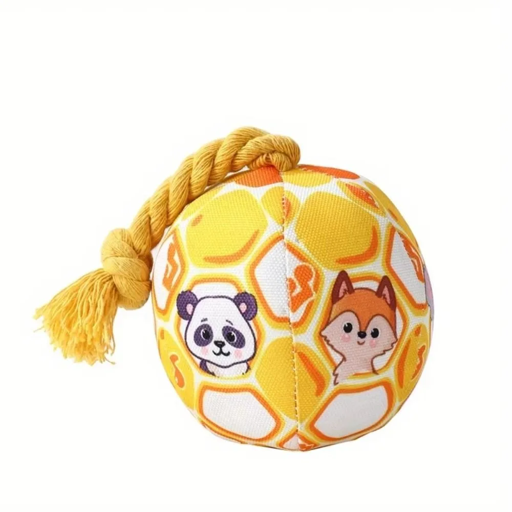 

PP Cotton Filling Dog Toy Ball Interactive Bell with Rope Knot Pet Plush Sound Toy Elastic Bite Resistant Doggy Disc Ball