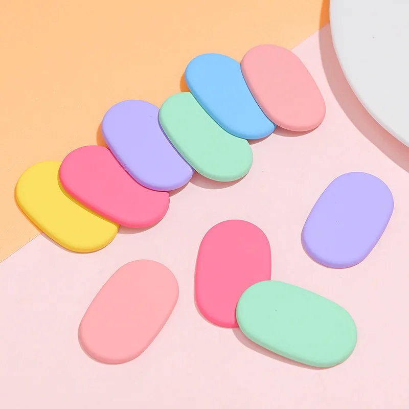 20pcs/lot Candy Color Oval Base Holder Patch 4CM Resin Patches for DIY Jewelry Hairpin Hairclips Headwear Handmade Materials