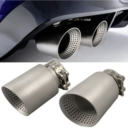 1 Pcs Matte Stainless Steel Single Pipe Car Muffler Tip Exhaust System Pipe Universal 89/101MM Out For VW GTI MK7 Golf7 Nozzle