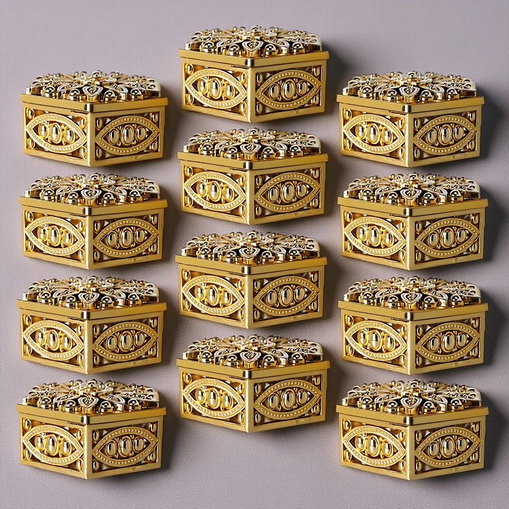 

12Pcs Gift Boxes Candy Packaging Classic Hexagonal Candy Box Decorative Party Favor Wedding Treat Holder Sugar Storage Box