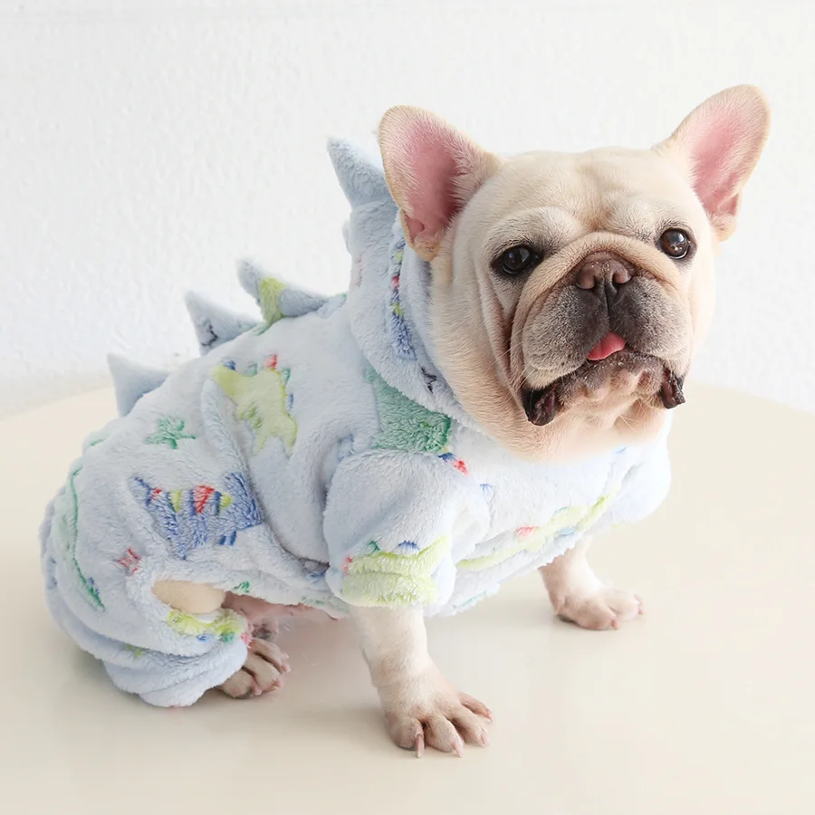

Mutihome Nordic Bulldog Warm Pajamas Soft Dinosaur Velvet Pajamas Pet Supplies Dog Clothes Bago Corgi Dog Bodysuit