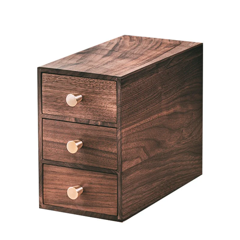 

Solid wood multi-layer desktop drawer storage box, office stationery rack